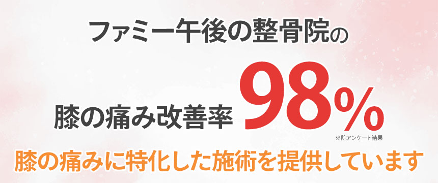 膝の痛み改善率98％